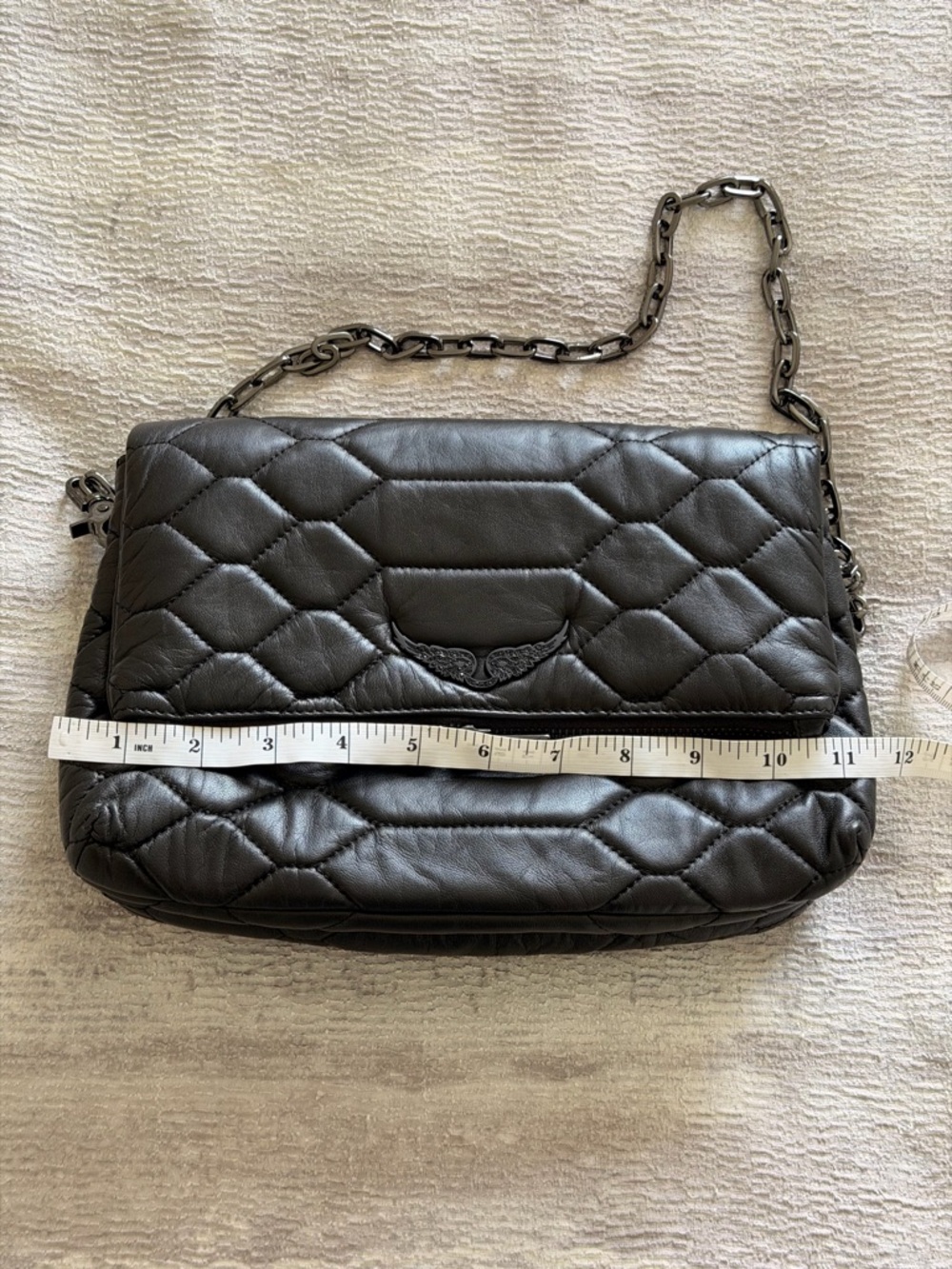 NWOT Zadig & Voltaire Rocky XL Quilted Leather Clutch Chain-Shoulder Bag - Black - Picture 13 of 16